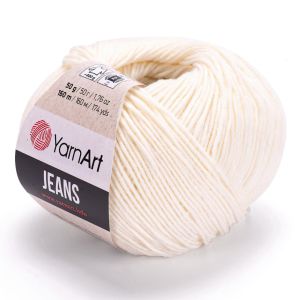 Pletací / háčkovací příze YarnArt GINA / JEANS 03 smetanová, jednobarevná, 50g/160m